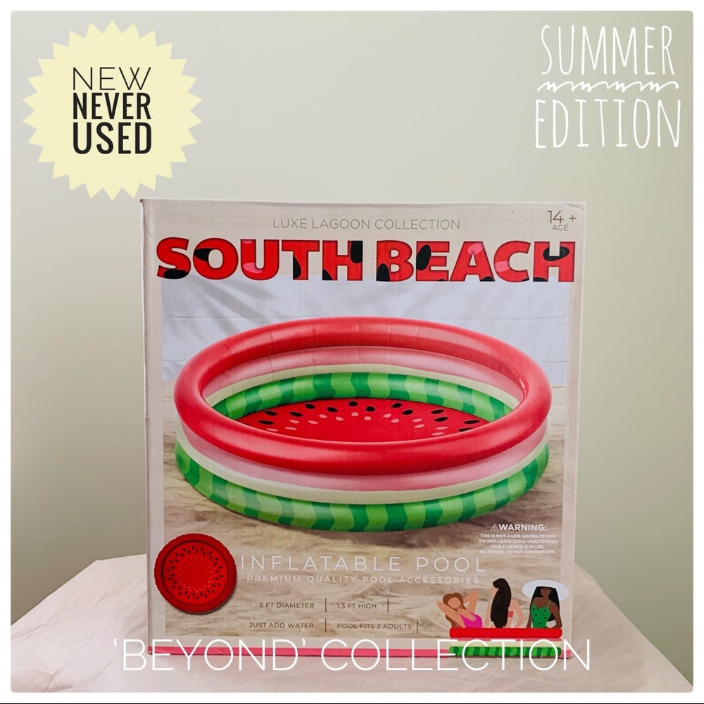 🏖️(NWT) Luxe Lagoon Collection Watermelon Design Inflatable Pool